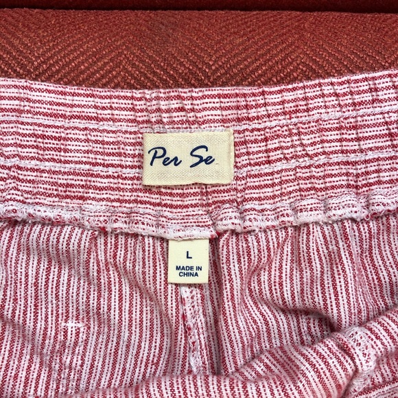 D1 Per Se Red Ticking Rolled Cuff Shorts Lg - Picture 5 of 5